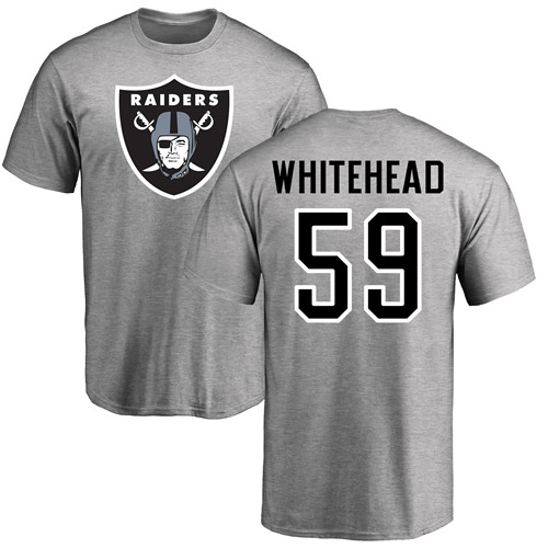 Men Oakland Raiders Ash Tahir Whitehead Name and Number Logo NFL Football #59 T Shirt->oakland raiders->NFL Jersey